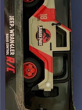 Jurassic Park Red & White Jeep Wrangler R/C Toy